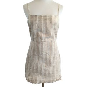 Altar'd State Dress, linen blend, striped, spaghetti straps, raw hem, Top, sz L